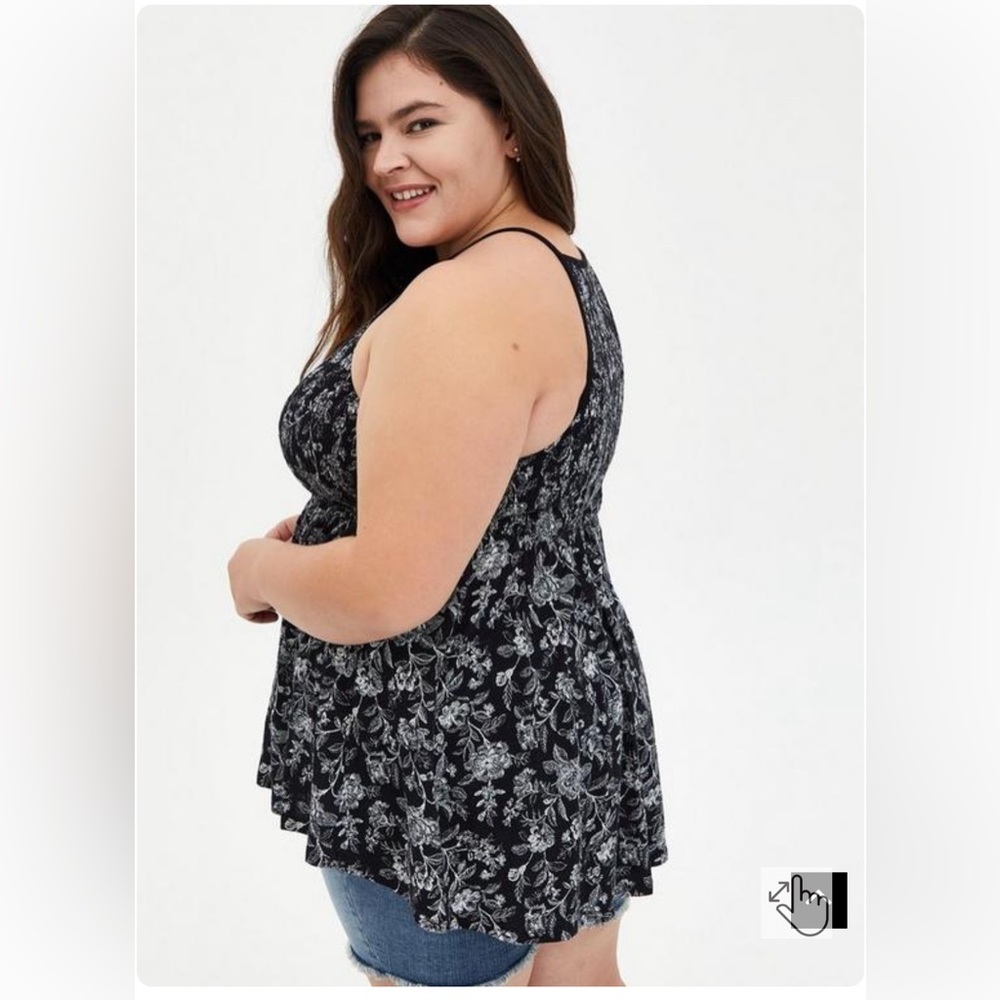 Super Soft Smocked High Neck Babydoll Top - Picture 3 of 4